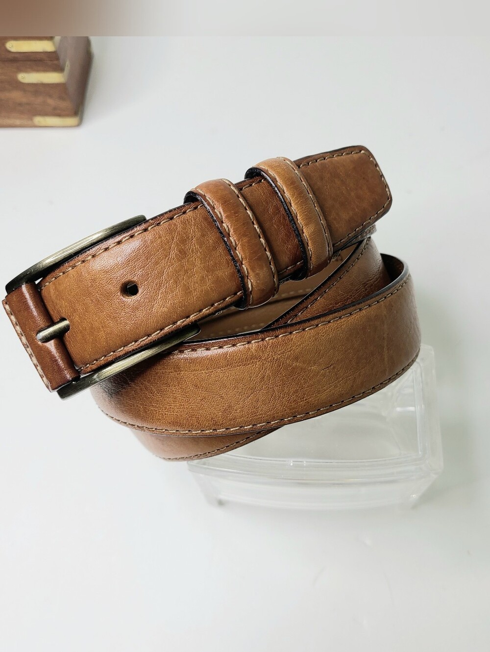 Joseph Abboud Handcrafted Leather-Wrapped Buckle Italian Leather Belt